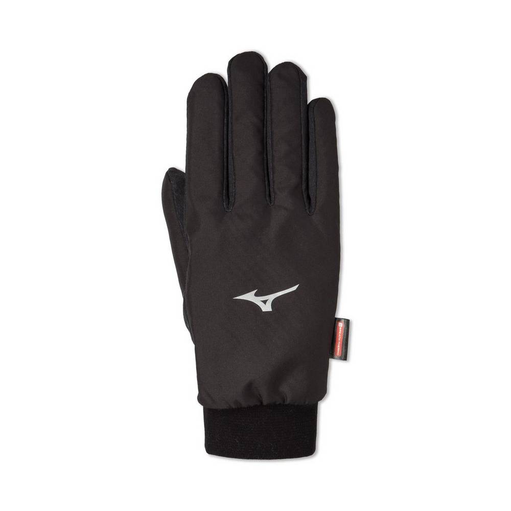Panske Rukavice Mizuno Breath Thermo® Wind Guard Čierne Vypredaj IKER06159
